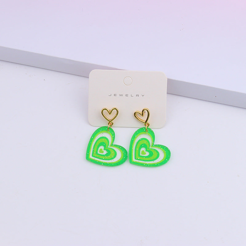 1 Pair Sweet Heart Shape Arylic Hollow Out Valentine's Day Women's Earrings