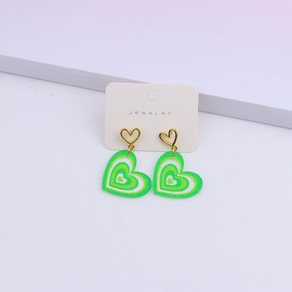 1 Pair Sweet Heart Shape Arylic Hollow Out Valentine's Day Women's Earrings