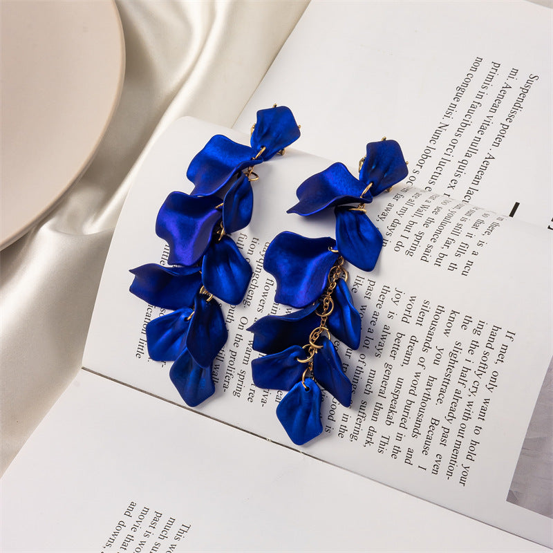 1 Pair Lady Flower Spray Paint Arylic Metal Drop Earrings