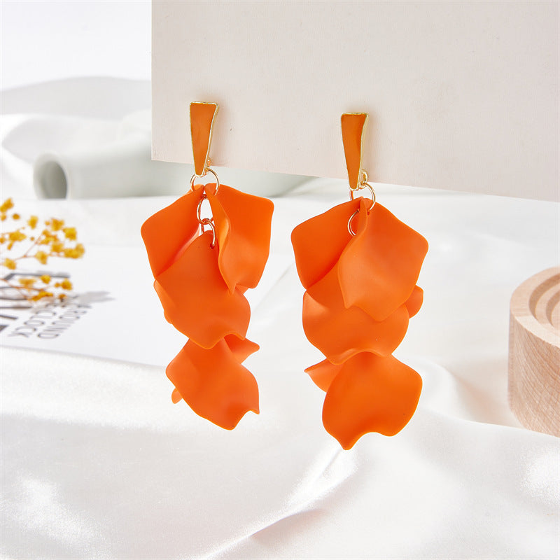 Sweet Simple Style Petal Arylic Stoving Varnish Women's Drop Earrings