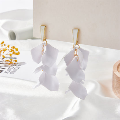 Sweet Simple Style Petal Arylic Stoving Varnish Women's Drop Earrings