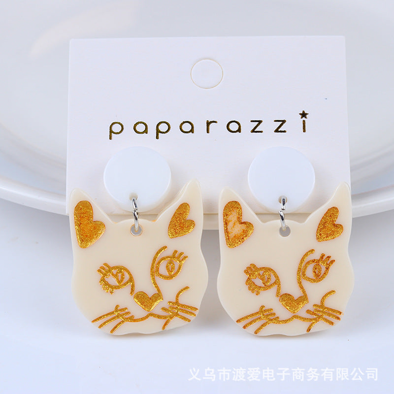 Cute Cat Arylic Drop Earrings