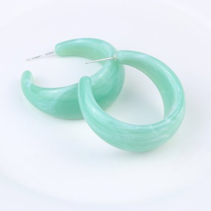 1 Pair IG Style Modern Style C Shape Stoving Varnish Arylic Sterling Silver Hoop Earrings