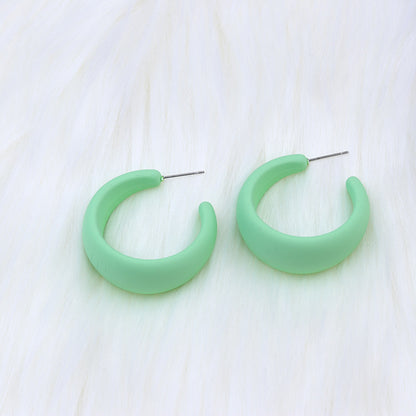 1 Pair IG Style Modern Style C Shape Stoving Varnish Arylic Sterling Silver Hoop Earrings