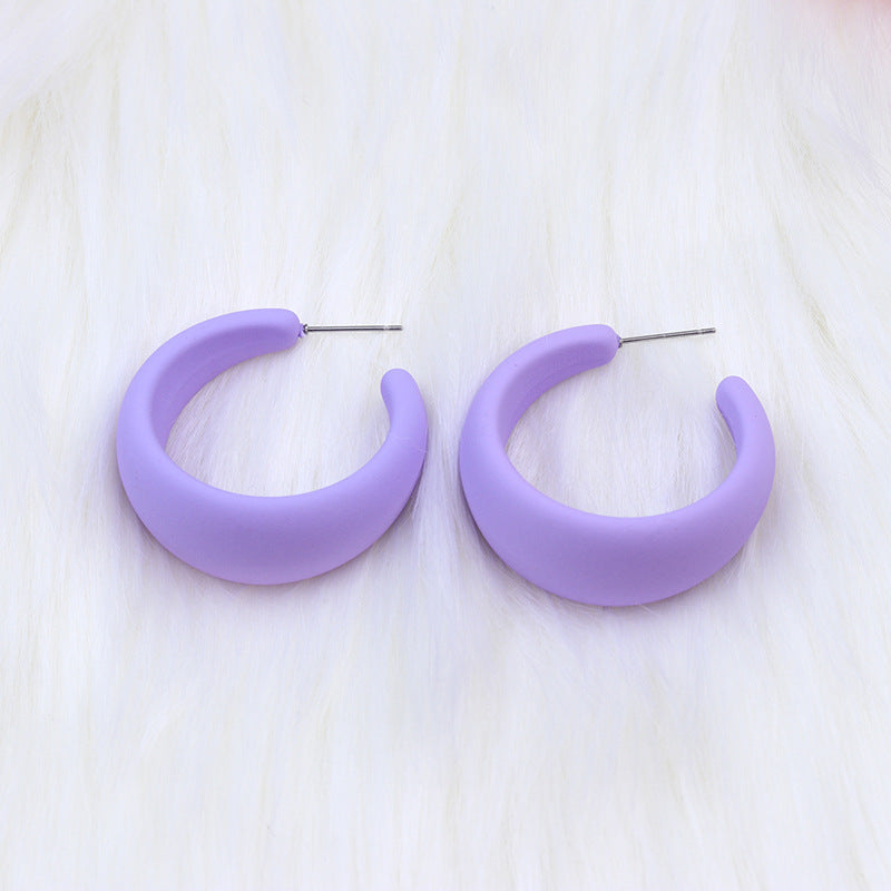 1 Pair IG Style Modern Style C Shape Stoving Varnish Arylic Sterling Silver Hoop Earrings