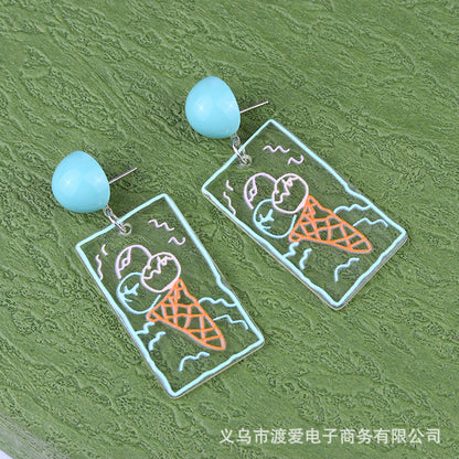 Sweet Flower Arylic Asymmetrical Earrings