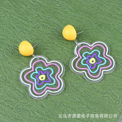 Sweet Flower Arylic Asymmetrical Earrings