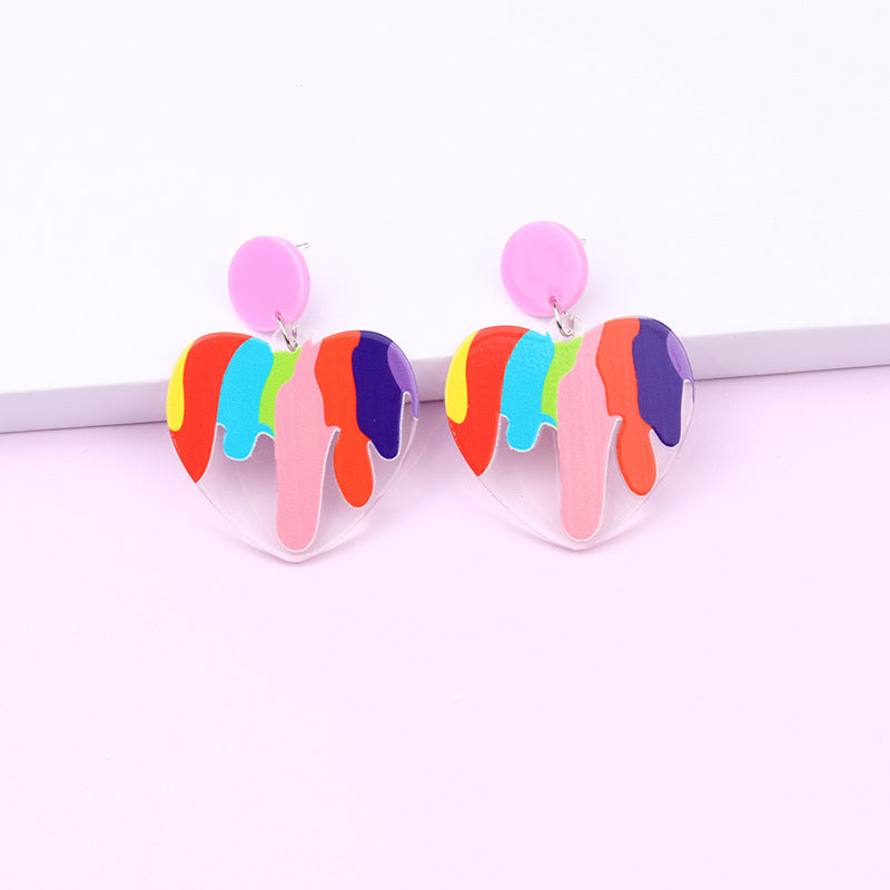 Cartoon Style Geometric Arylic Drop Earrings