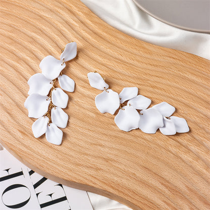 1 Pair Lady Flower Spray Paint Arylic Metal Drop Earrings