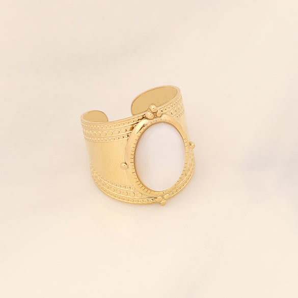 Fashion Waves Stainless Steel Inlay Open Ring