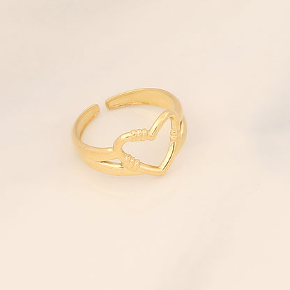 Fashion Waves Stainless Steel Inlay Open Ring