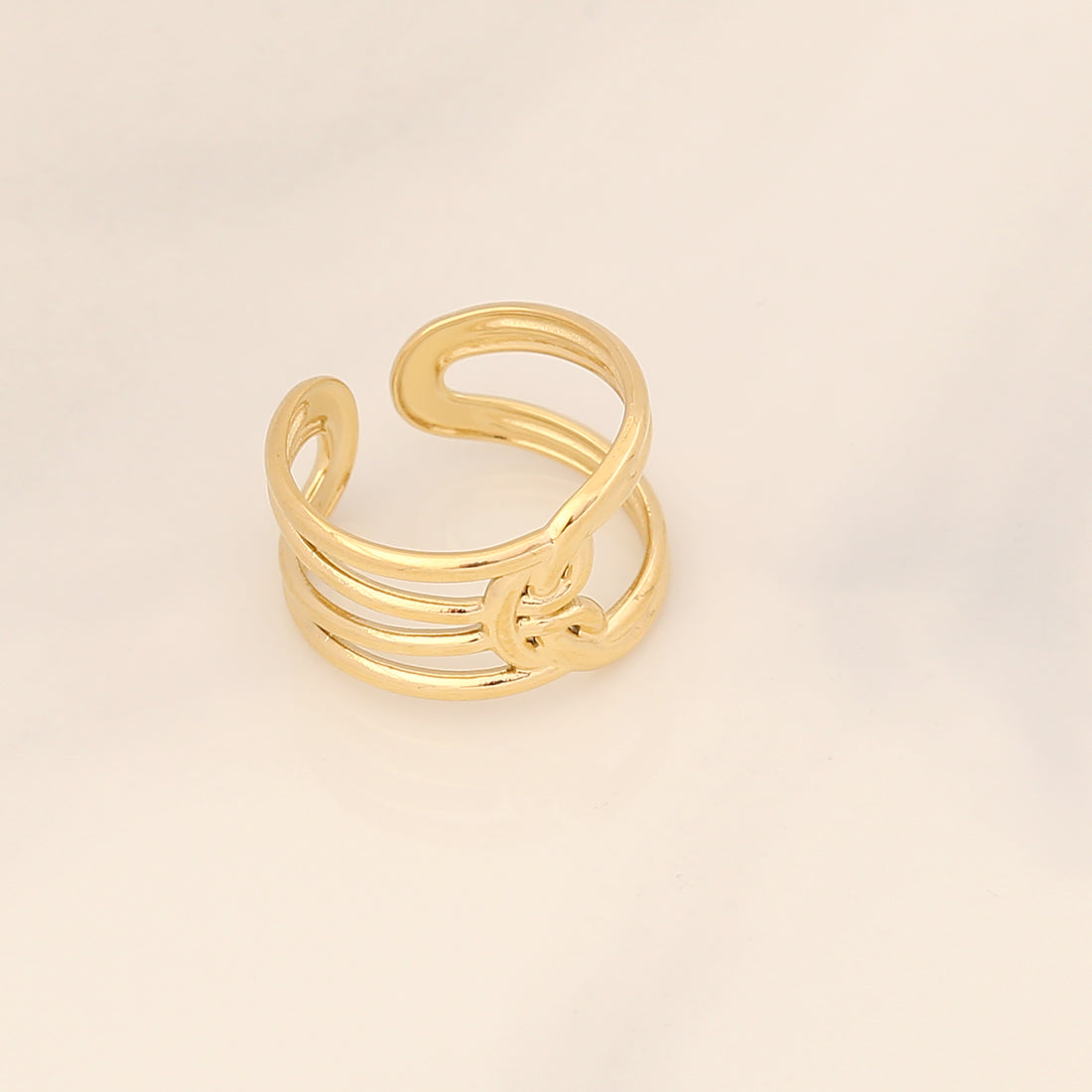 Fashion Waves Stainless Steel Inlay Open Ring