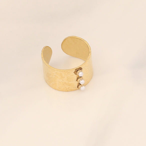 Fashion Waves Stainless Steel Inlay Open Ring