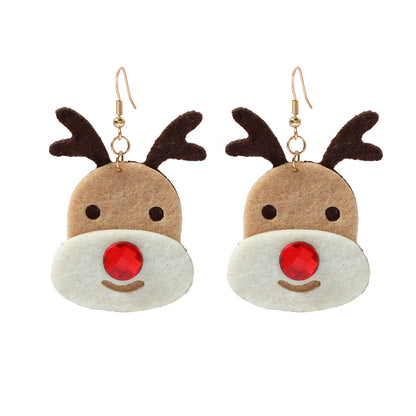 Fashion Christmas Tree Cloth Patchwork Drop Earrings 1 Pair