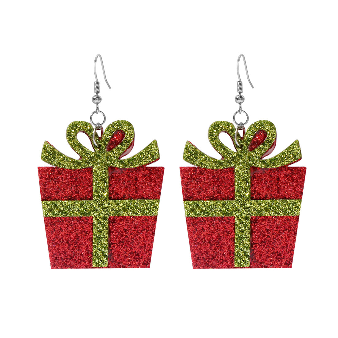 Fashion Christmas Tree Cloth Patchwork Drop Earrings 1 Pair