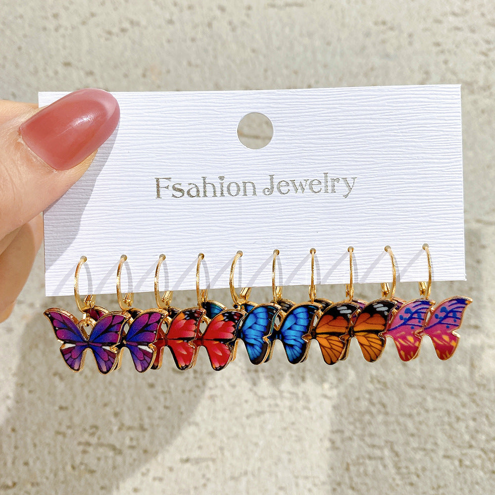 1 Set Lady Streetwear Butterfly Enamel Plating Alloy Drop Earrings