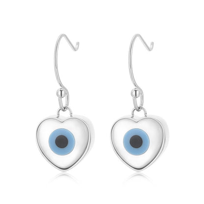 Fashion Devil's Eye Heart Shape Titanium Steel Earrings Patchwork Stainless Steel Earrings