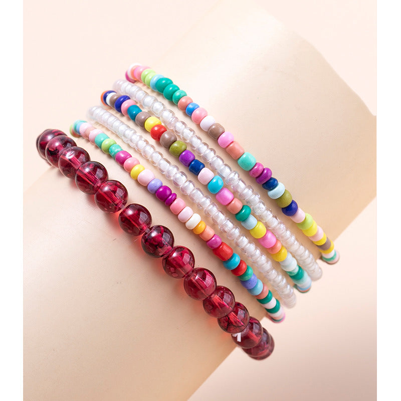 Bohemian Geometric Mixed Materials Beaded Artificial Pearls Shell Bracelets