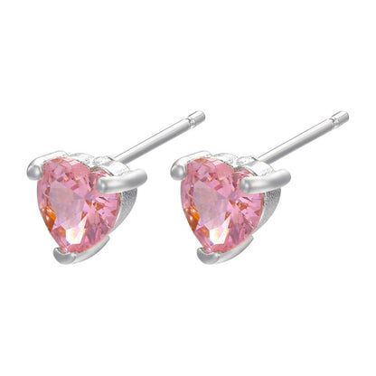 Fashion Heart Shape Copper Ear Clips Ear Studs Plating Inlay Zircon Copper Earrings