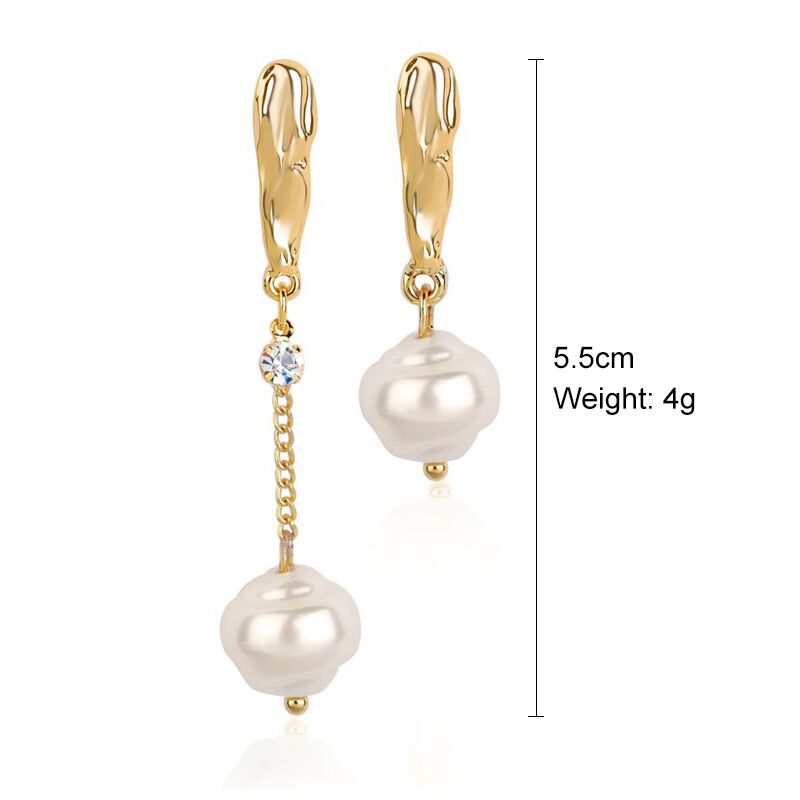 1 Pair Elegant Streetwear Geometric Plating Imitation Pearl Drop Earrings