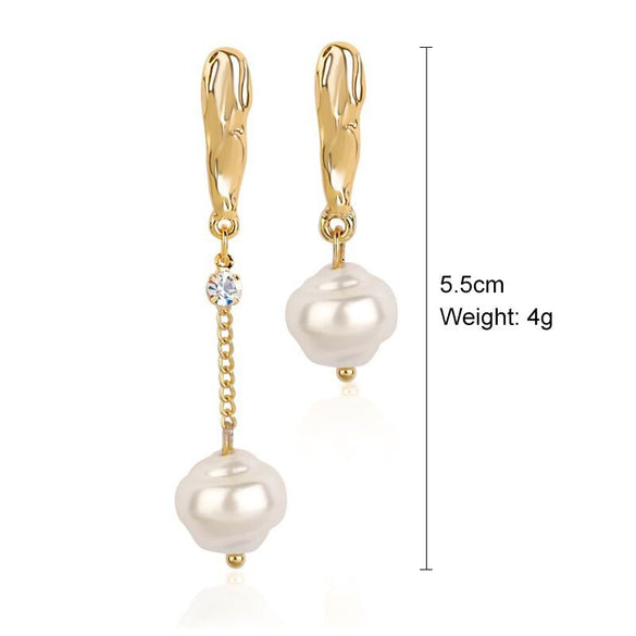 1 Pair Elegant Streetwear Geometric Plating Imitation Pearl Drop Earrings