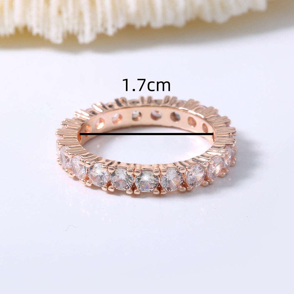 Fashion Round Waves Copper Plating Rhinestones Rings 1 Piece