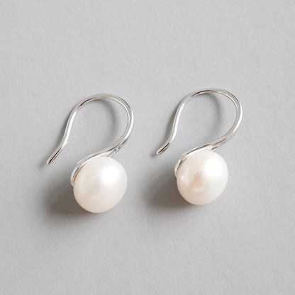 Fashion Solid Color Sterling Silver Earrings Pearl 925 Silver Earrings