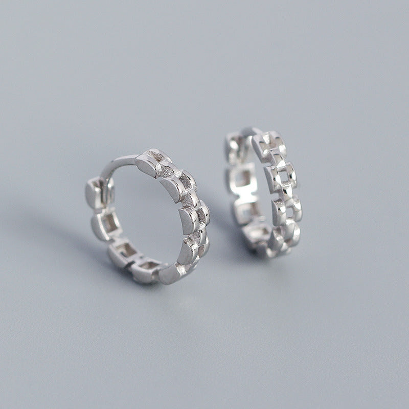 Fashion Geometric Silver Earrings Hollow Out 925 Silver Earrings