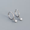 Fashion Geometric Silver Earrings Inlay Artificial Pearls 925 Silver Earrings