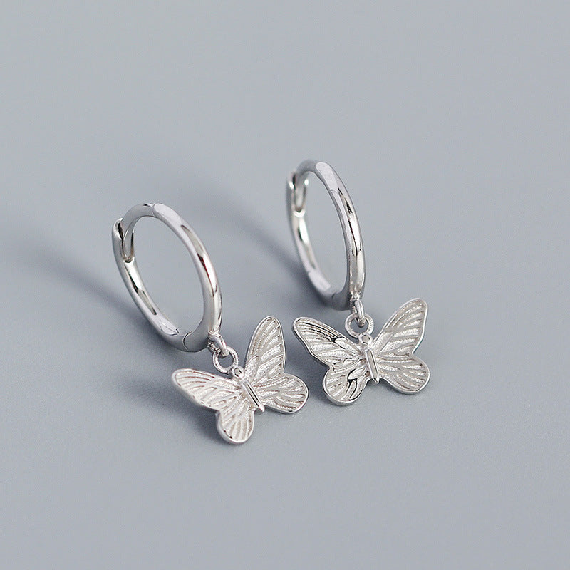 Retro Butterfly Patchwork Silver Earrings