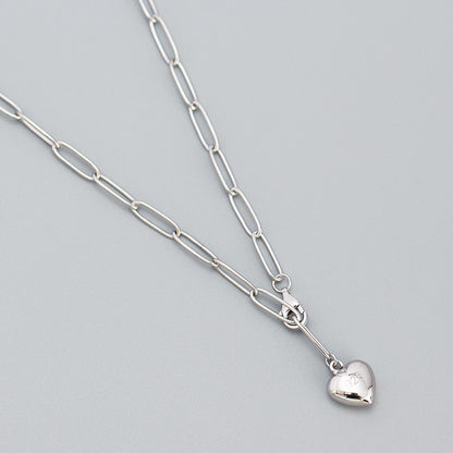 Fashion Heart Shape Silver Necklace Patchwork Stainless Steel Necklaces