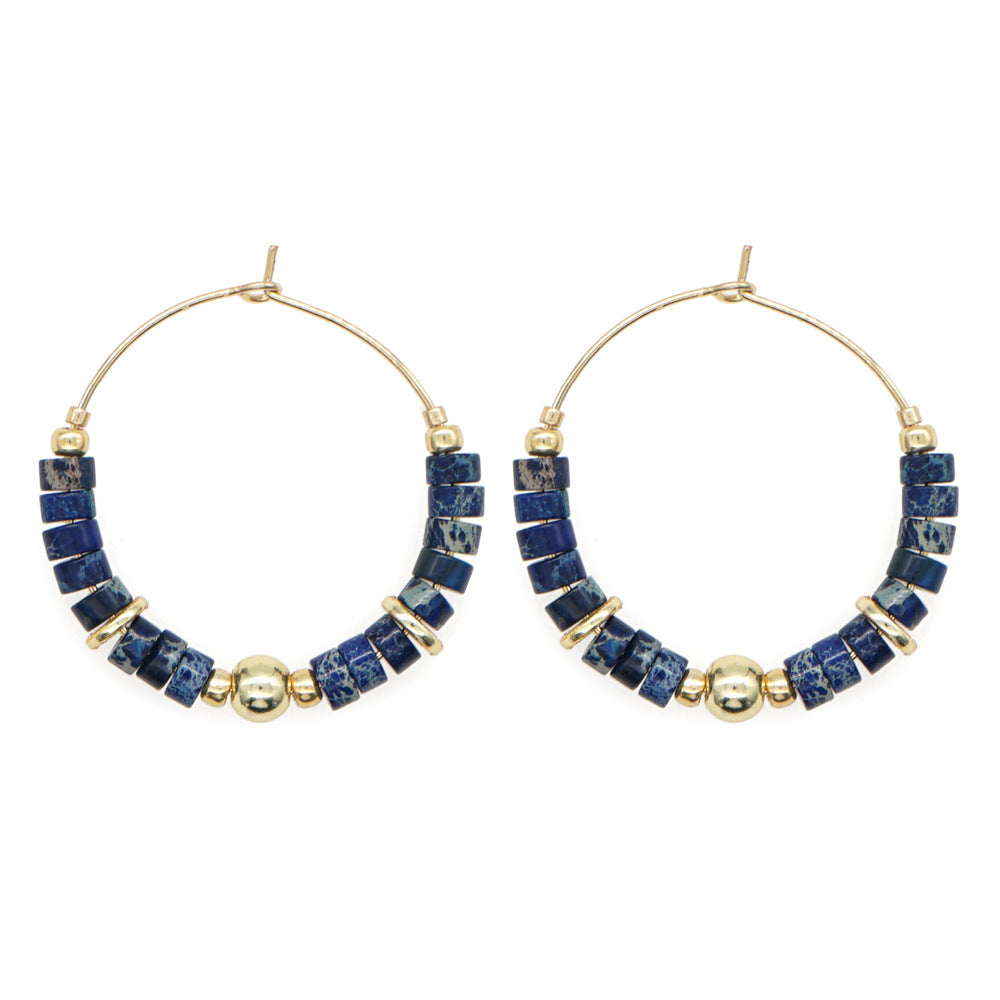 1 Pair Bohemian Geometric Beaded Alloy Women's Hoop Earrings