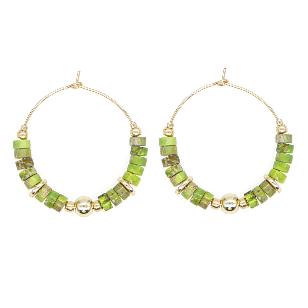 1 Pair Bohemian Geometric Beaded Alloy Women's Hoop Earrings