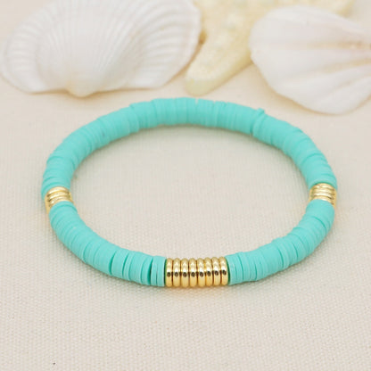 Fashion Letter Colorful Soft Clay Patchwork Pearl Bracelets