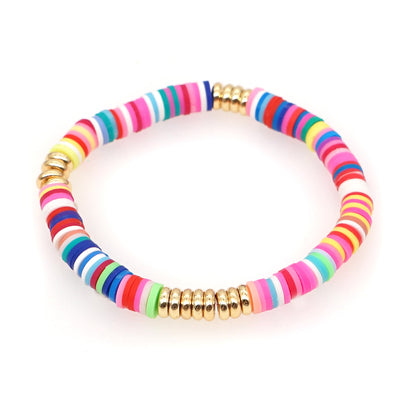 Fashion Letter Colorful Soft Clay Patchwork Pearl Bracelets