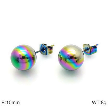 Earrings Wholesale Europe And America Cross Border Round Beads Titanium Steel Women's Stud Earrings Street Simplicity Titanium Steel Earring Accessories