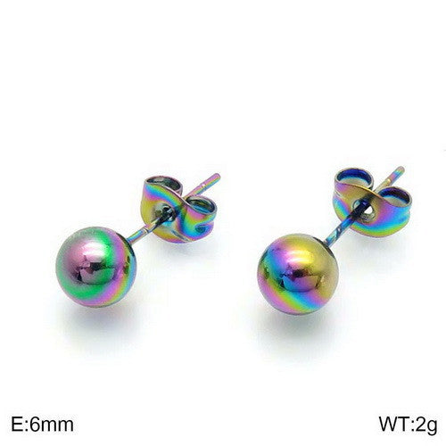 Earrings Wholesale Europe And America Cross Border Round Beads Titanium Steel Women's Stud Earrings Street Simplicity Titanium Steel Earring Accessories