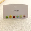 Sweet Geometric Bear Flower Alloy Ear Studs 3 Pairs