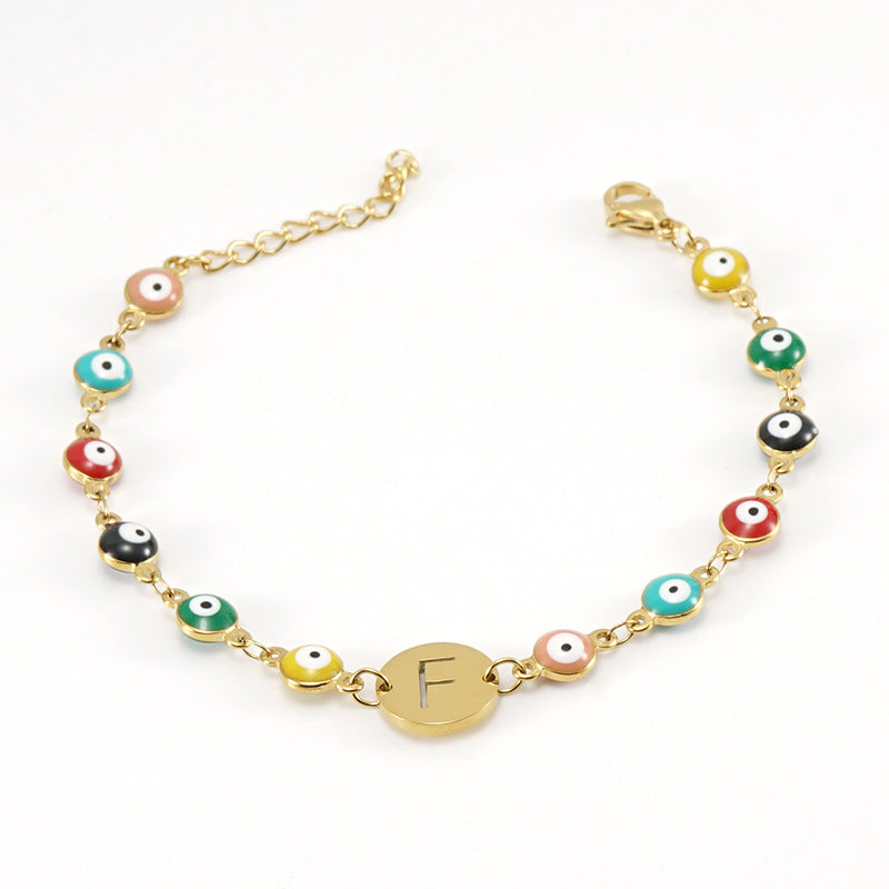 Fashion Letter Eye Stainless Steel Bracelets Enamel Stainless Steel Bracelets