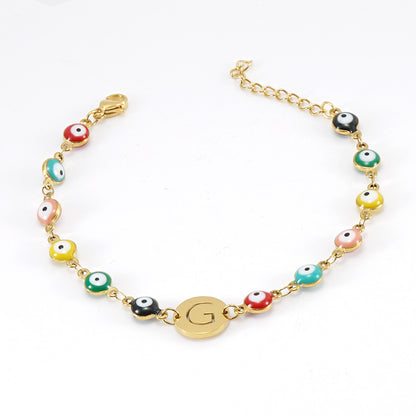 Fashion Letter Eye Stainless Steel Bracelets Enamel Stainless Steel Bracelets