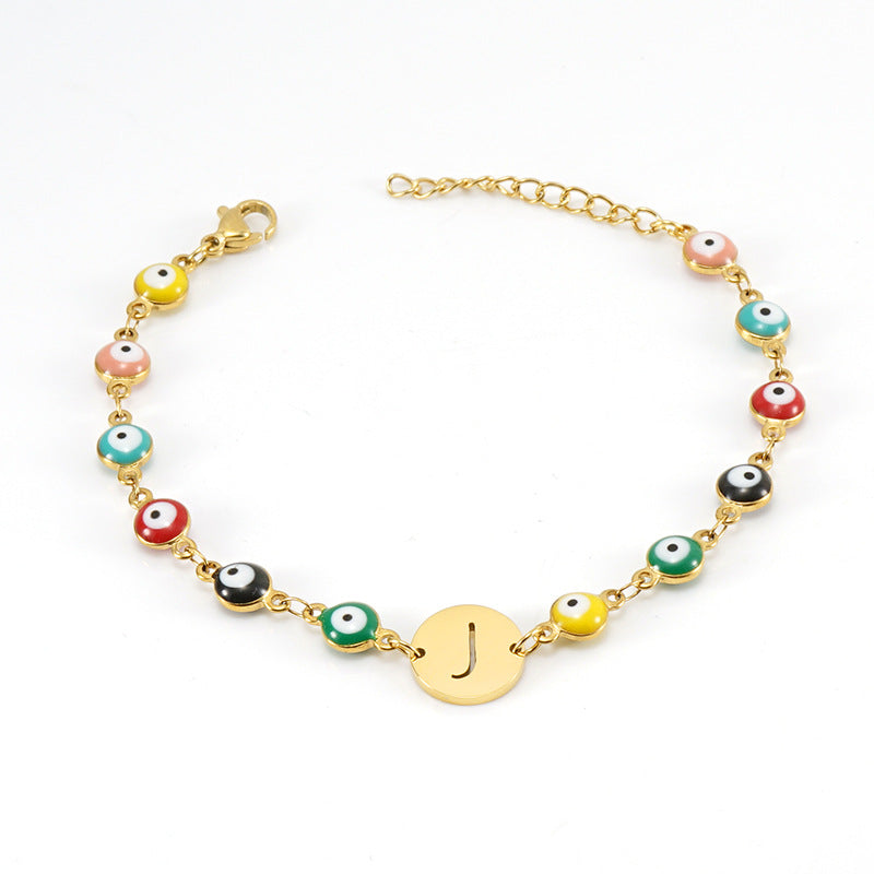 Fashion Letter Eye Stainless Steel Bracelets Enamel Stainless Steel Bracelets