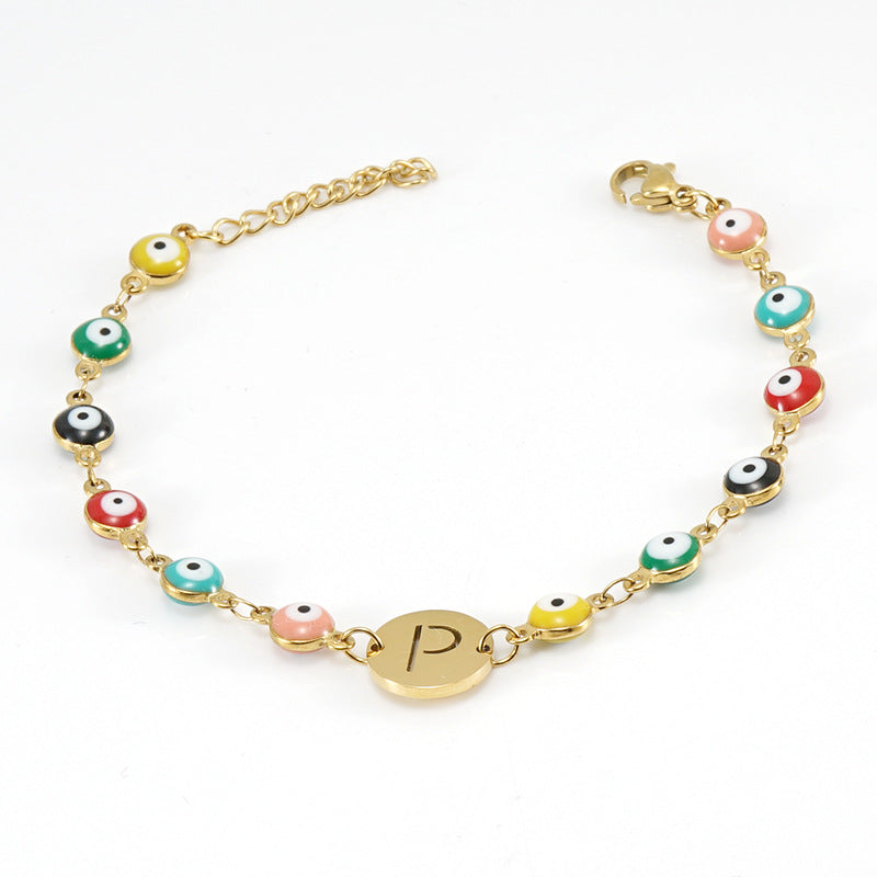 Fashion Letter Eye Stainless Steel Bracelets Enamel Stainless Steel Bracelets