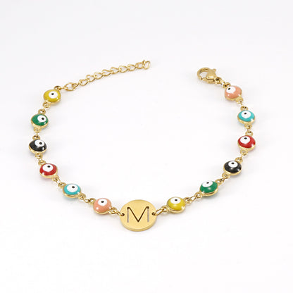 Fashion Letter Eye Stainless Steel Bracelets Enamel Stainless Steel Bracelets