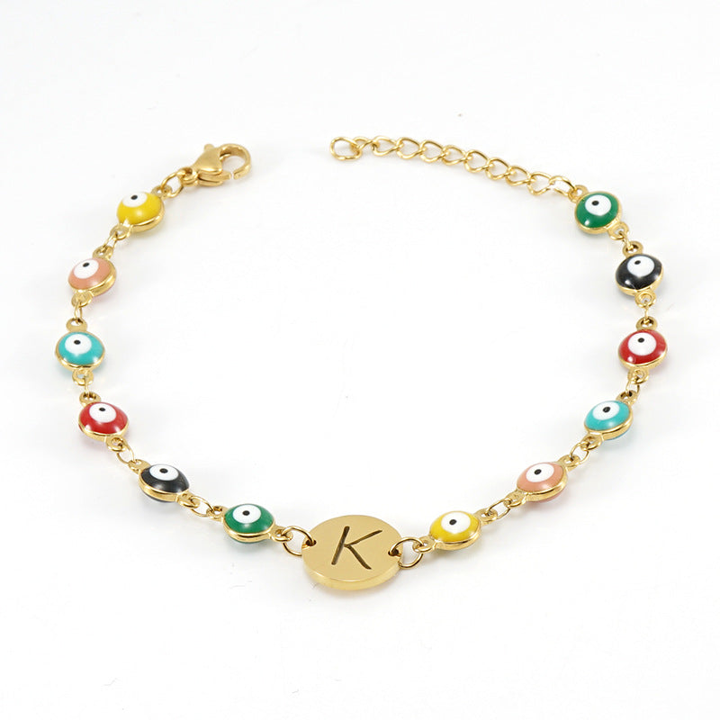 Fashion Letter Eye Stainless Steel Bracelets Enamel Stainless Steel Bracelets