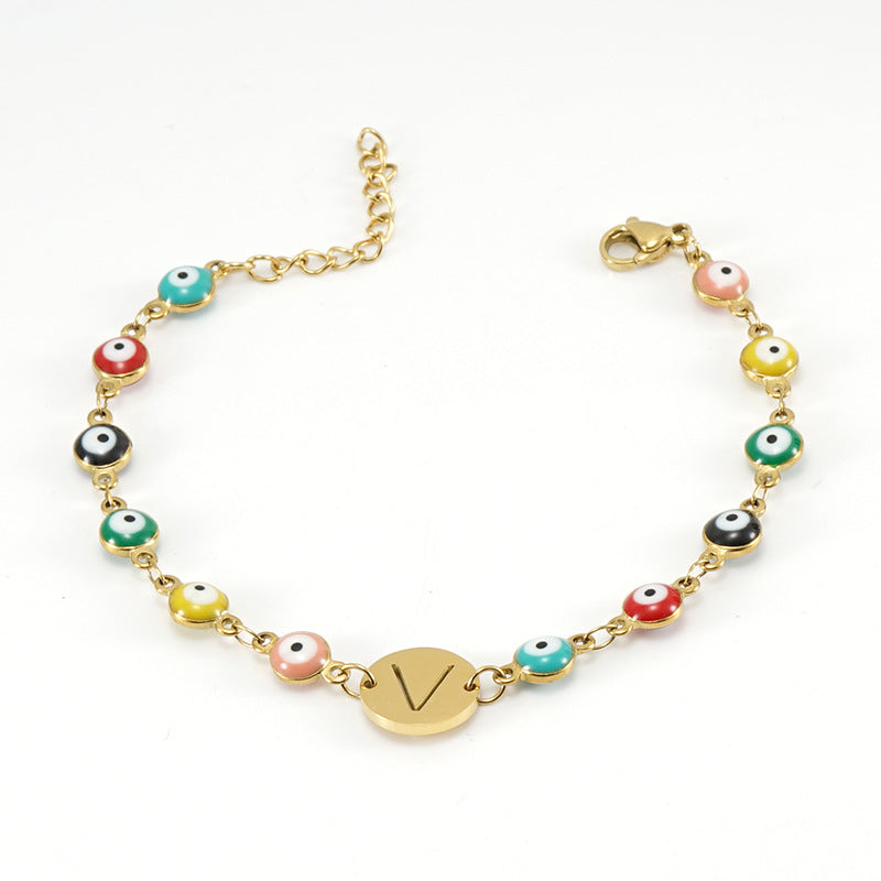 Fashion Letter Eye Stainless Steel Bracelets Enamel Stainless Steel Bracelets