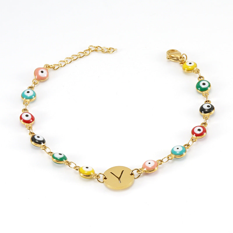 Fashion Letter Eye Stainless Steel Bracelets Enamel Stainless Steel Bracelets