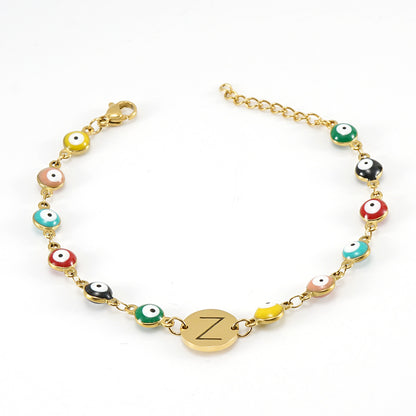 Fashion Letter Eye Stainless Steel Bracelets Enamel Stainless Steel Bracelets