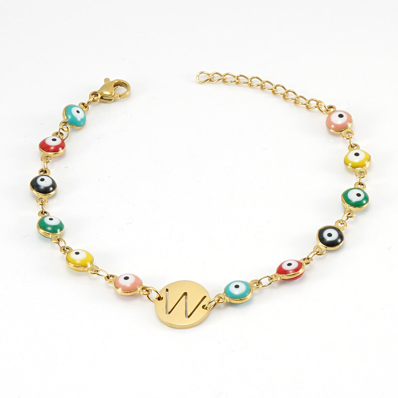 Fashion Letter Eye Stainless Steel Bracelets Enamel Stainless Steel Bracelets