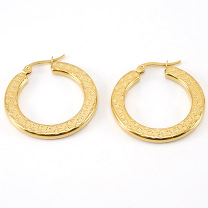 Fashion Round Gold Plated Stainless Steel Hoop Earrings