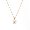 Vintage Style Letter Square Stainless Steel Plating Inlay Shell 18k Gold Plated Pendant Necklace